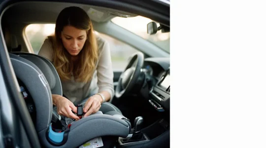 Installation d'un siège auto enfant dans une voiture moderne avec système ISOFIX