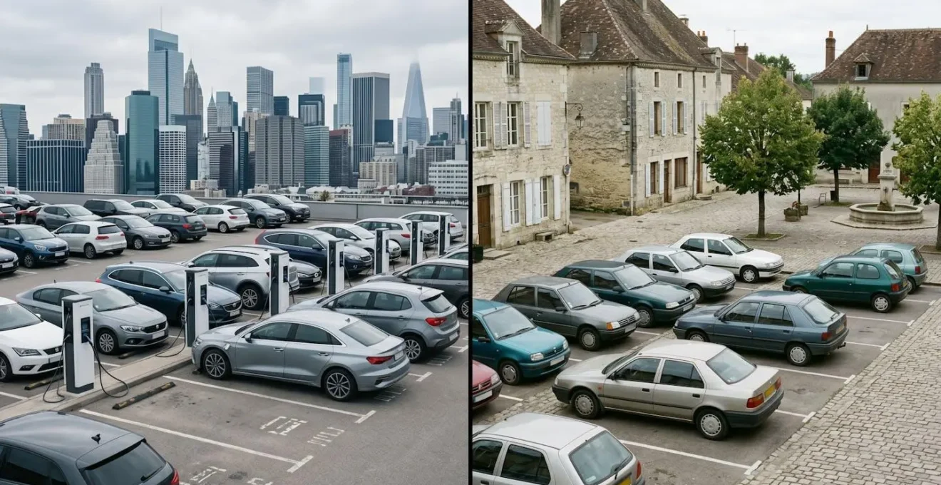 Carte conceptuelle montrant la différence de demande pour les diesels entre zones urbaines et rurales