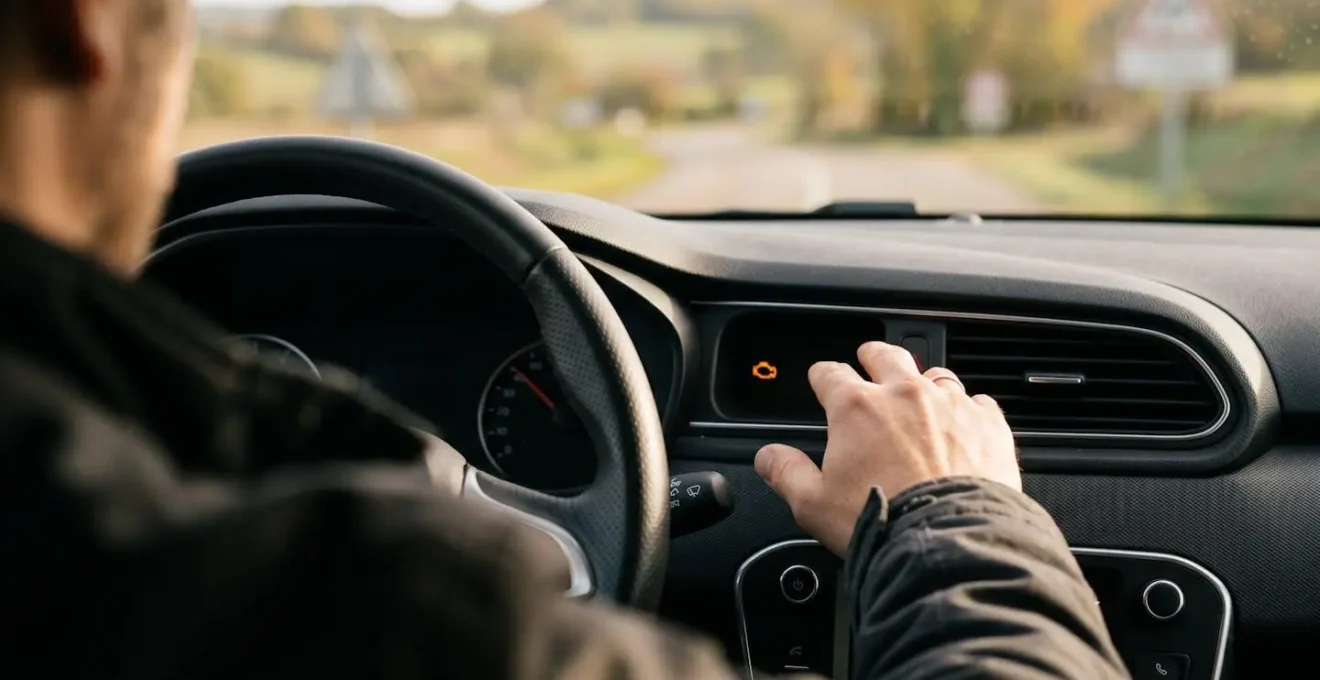 Tableau de bord automobile avec voyant TPMS illuminé en orange